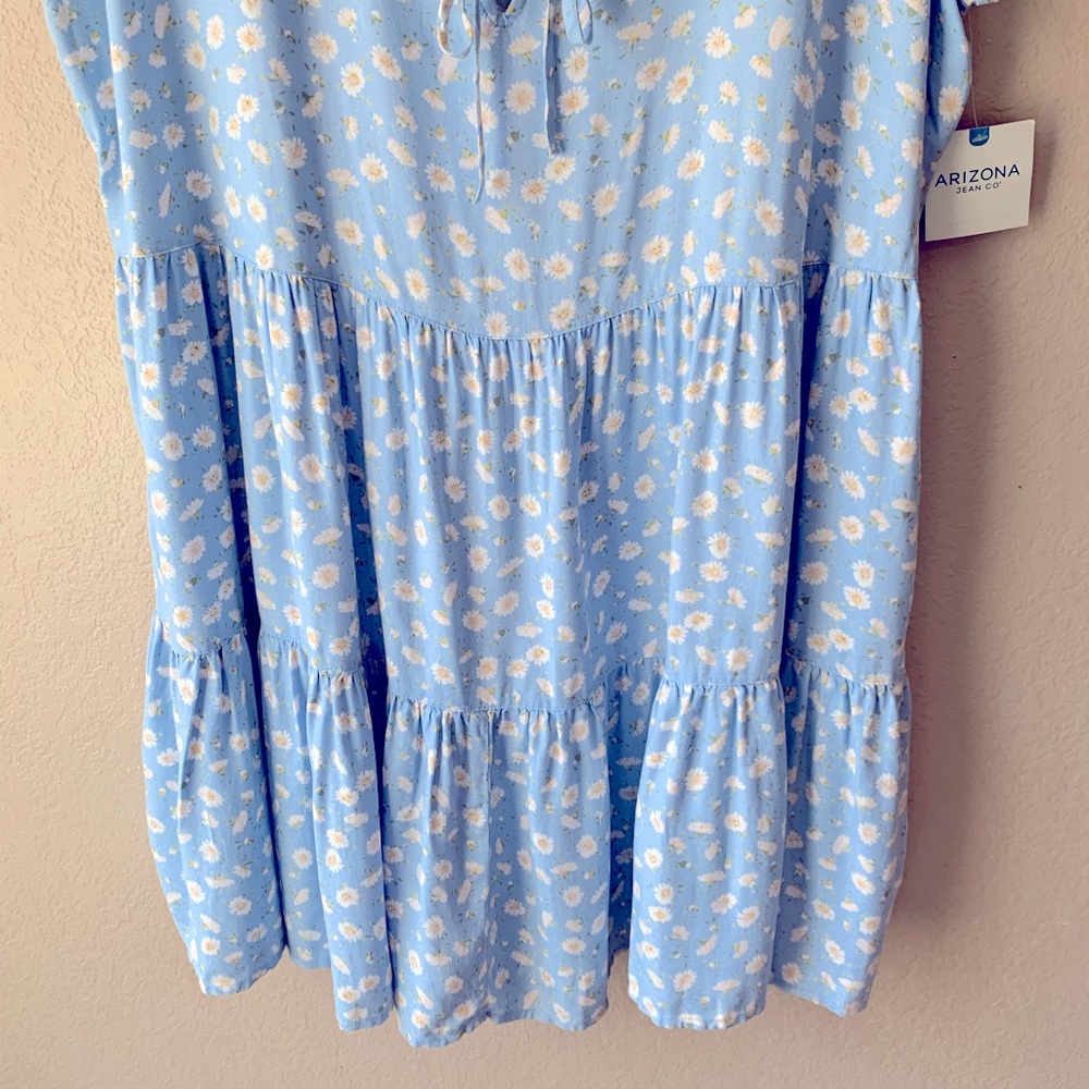 Arizona Jean Co. Light Blue Daisy Tiered Ruffle Sleeve Boho Dress Size XXL NWT - Picture 5 of 9